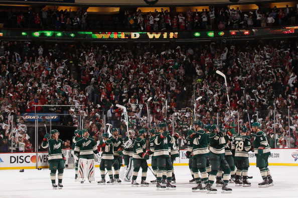The Minnesota Wild Celebrate After Defeating Colorado Avalanche