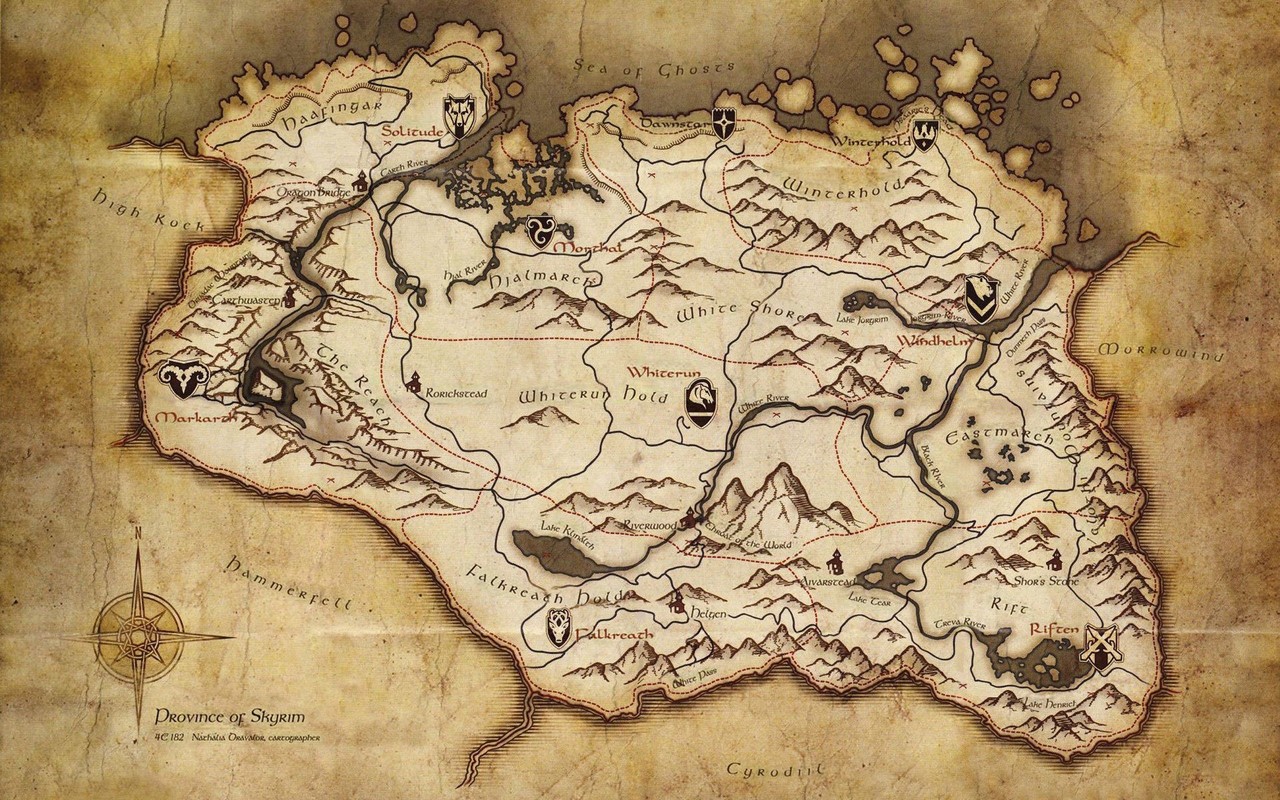 The Elder Scrolls V Skyrim Map Wallpaper