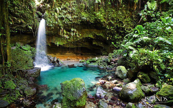And No Waterfall On The Caribbean Island Of Dominica It