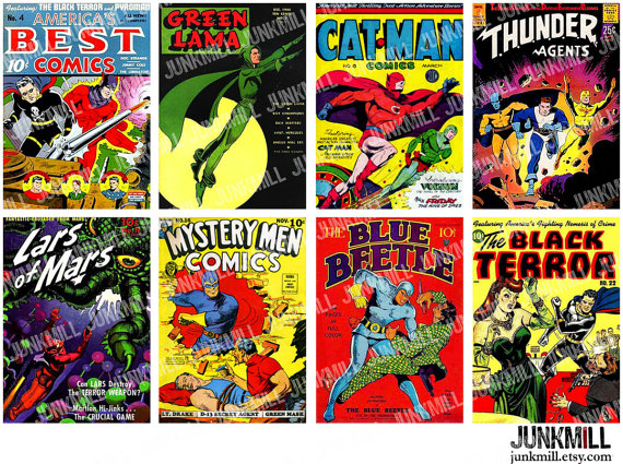 Superhero Digital Printable Collage Sheet Retro Ic Book Covers