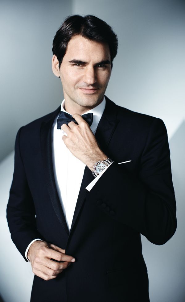 Tennis Legend Roger Federer With His Platinum Rolex Cosmograph