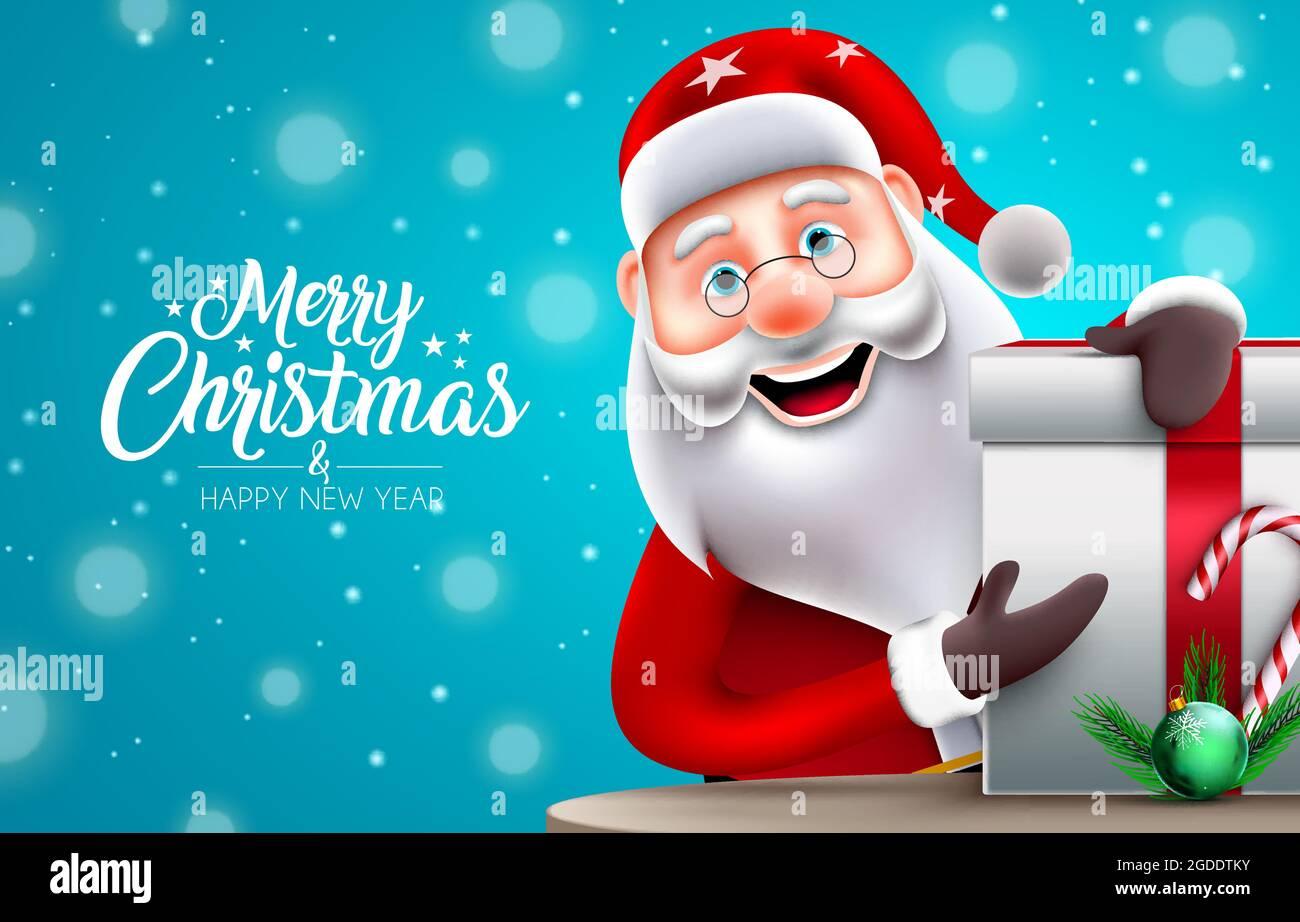 Christmas santa claus vector design Merry christmas text with
