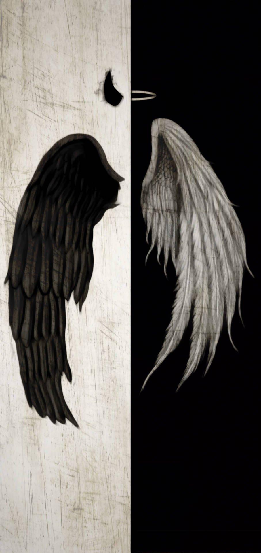 Black And White Aesthetic Angel Devil Wings Wallpaper