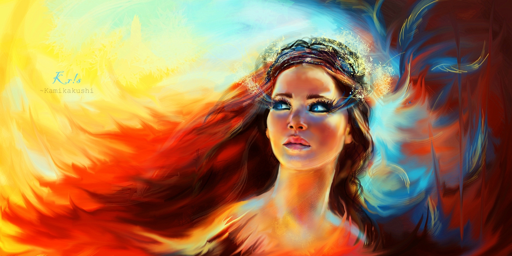 Catching Fire Jennifer Lawrence Painting Phoenix HD Wallpaper Jpg