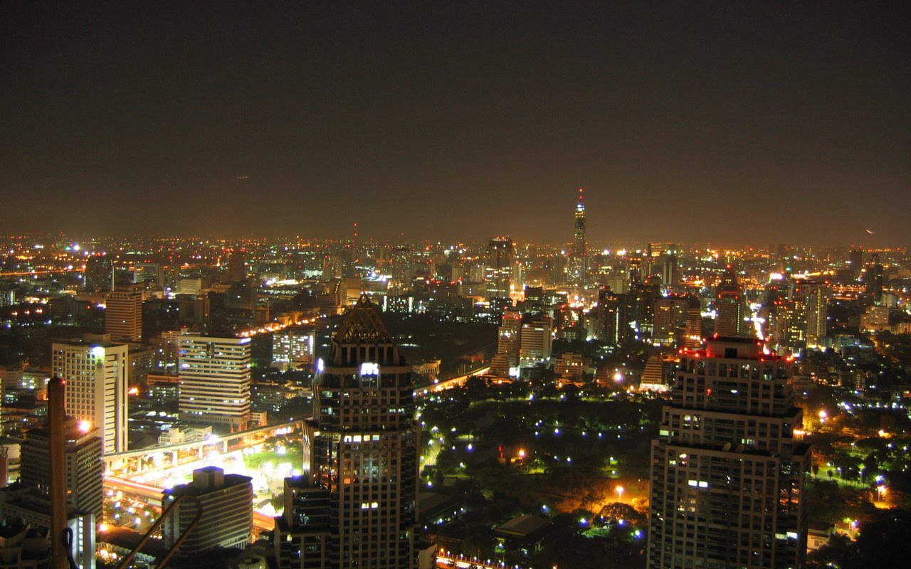 Night Cityscape Bangkok Thailand HD Wallpaper