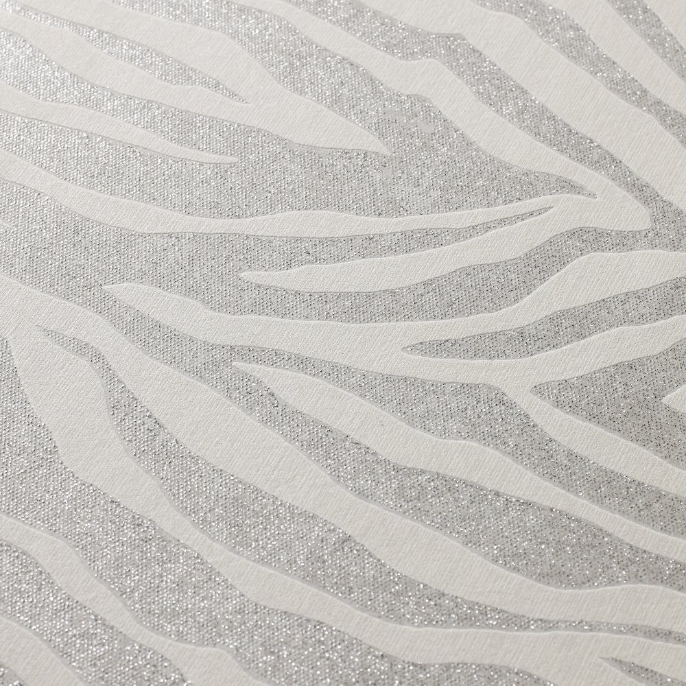 Graham Brown Wallpaper Zebra Silver Glitter