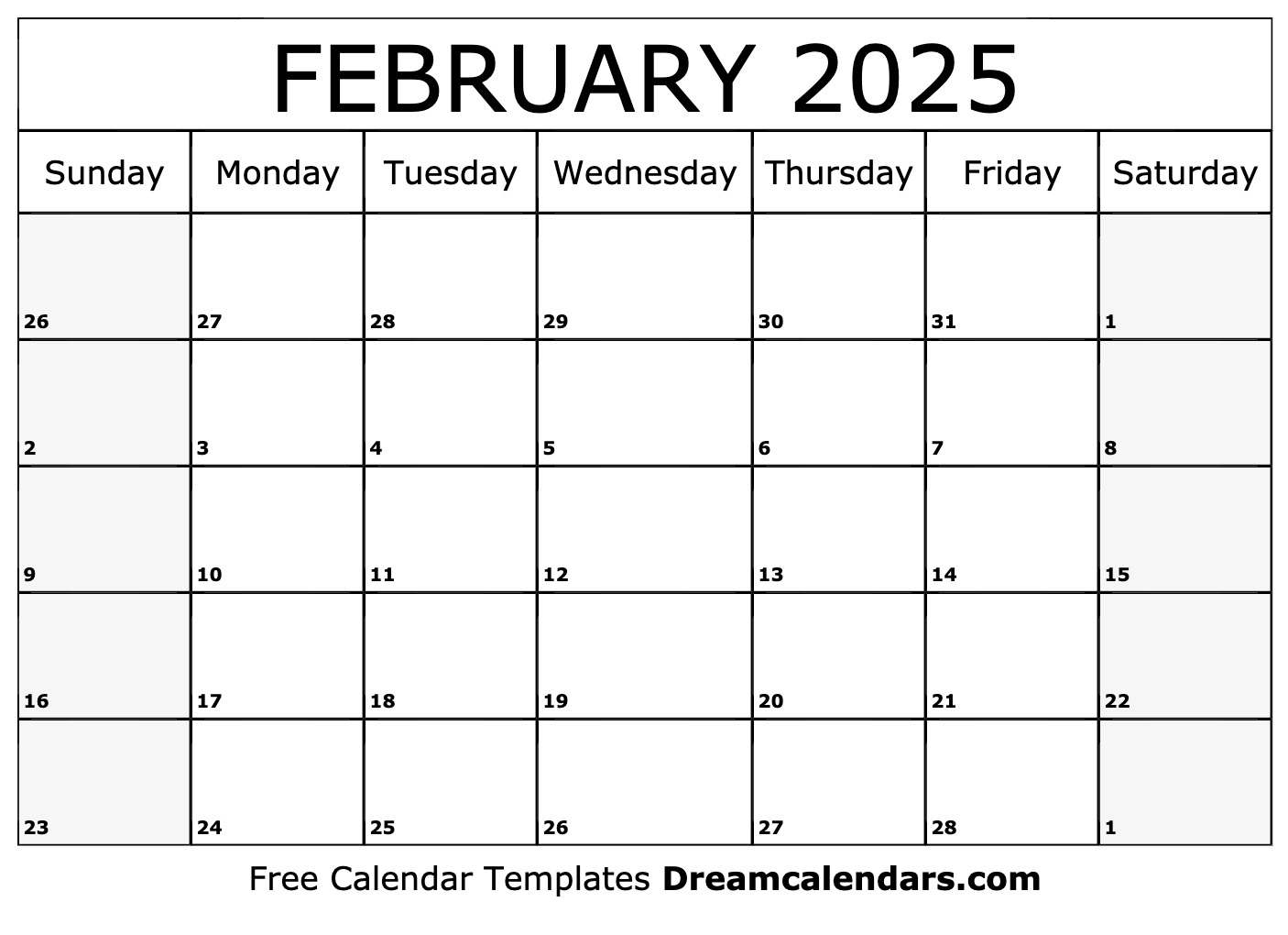 February 2025 calendar template