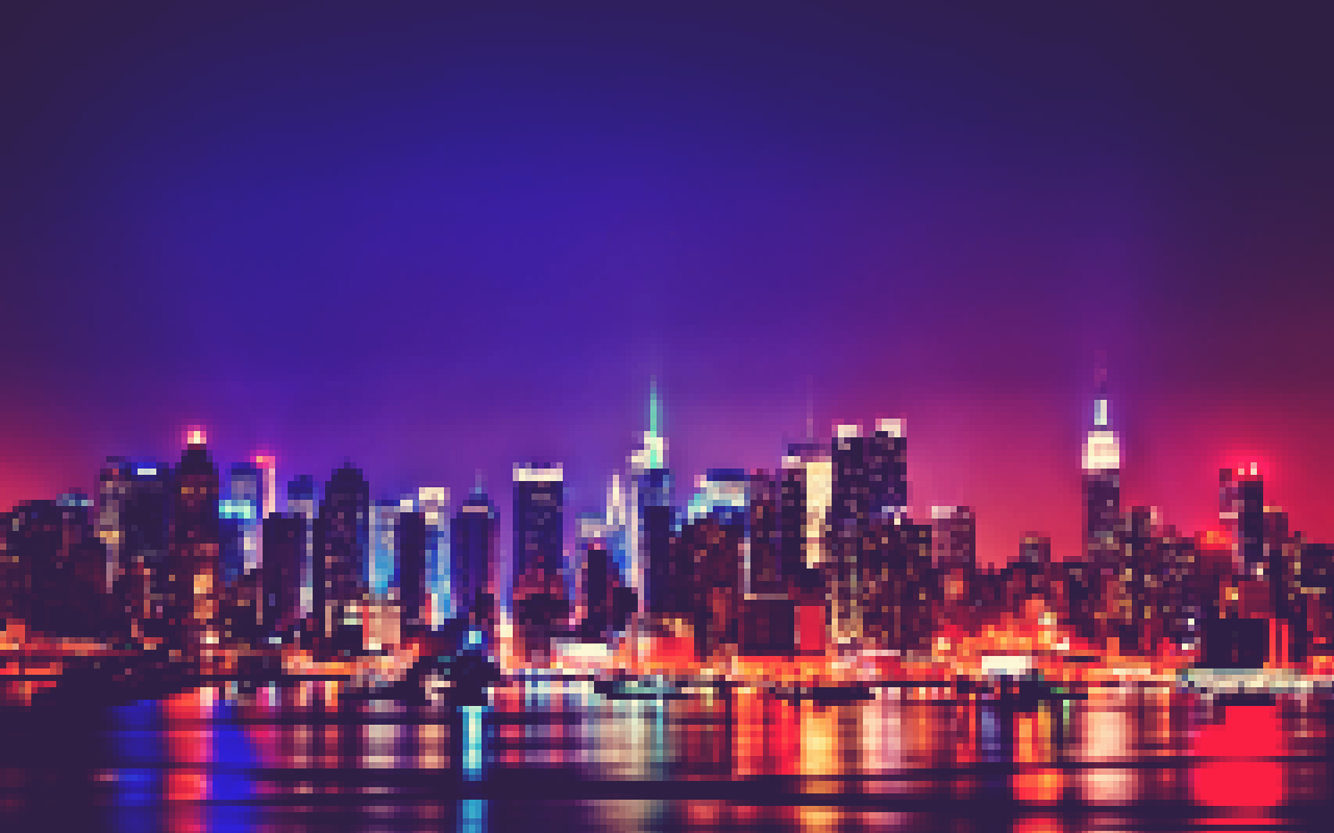 New York City Colorful Night Skyline Wallpaper HD
