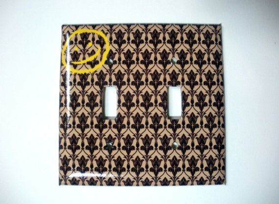 Bbc Sherlock Wallpaper And Happy Face Double Switch Plate Cover