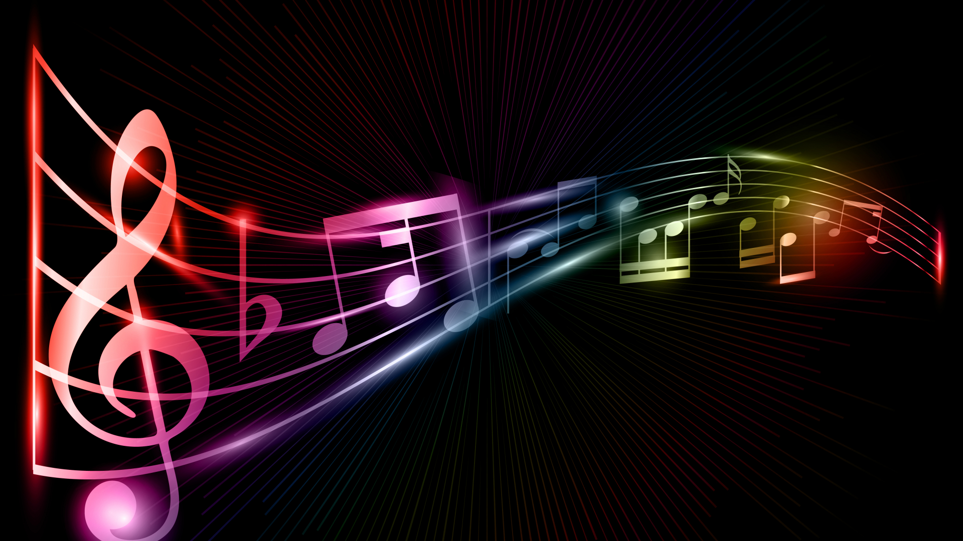 Cool Musical Notes Background Neon Music