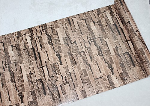 HaokHome 8044 Modern Faux Stone Textured Wallpaper Roll Sand 3D Brick