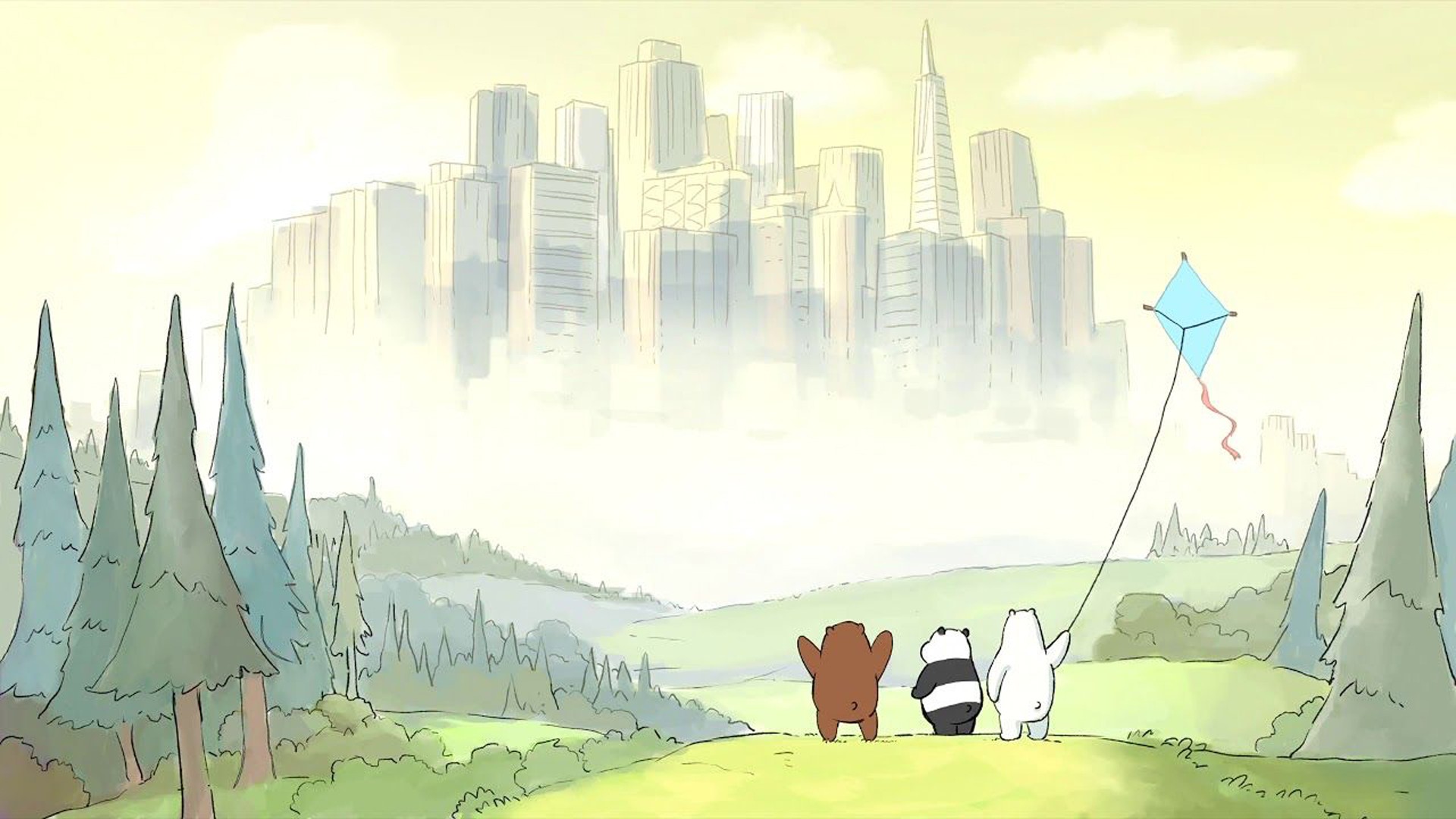 Ice Bear With Kite HD We Bare Bears Wallpaper