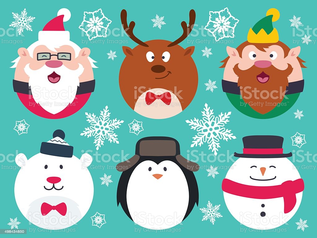Round Flat Christmas Characters Stock Illustration   Download 1024x768