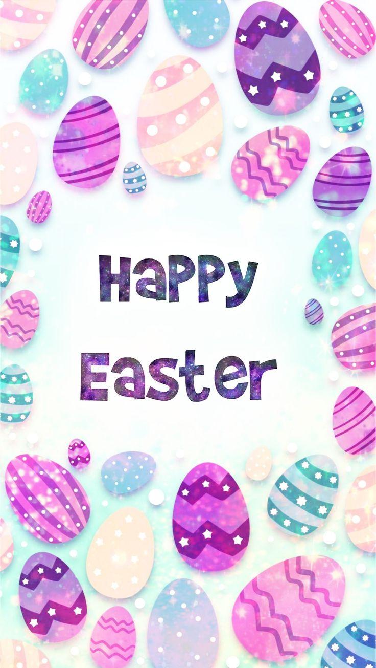 Glittery Happy Easter Made By Me Patterns Purple Glitter