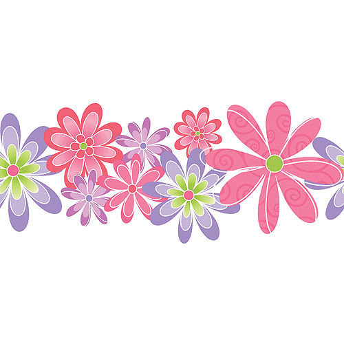  Flower Power Wallpaper Border PinkPurpleGreen   Walmartcom 500x500