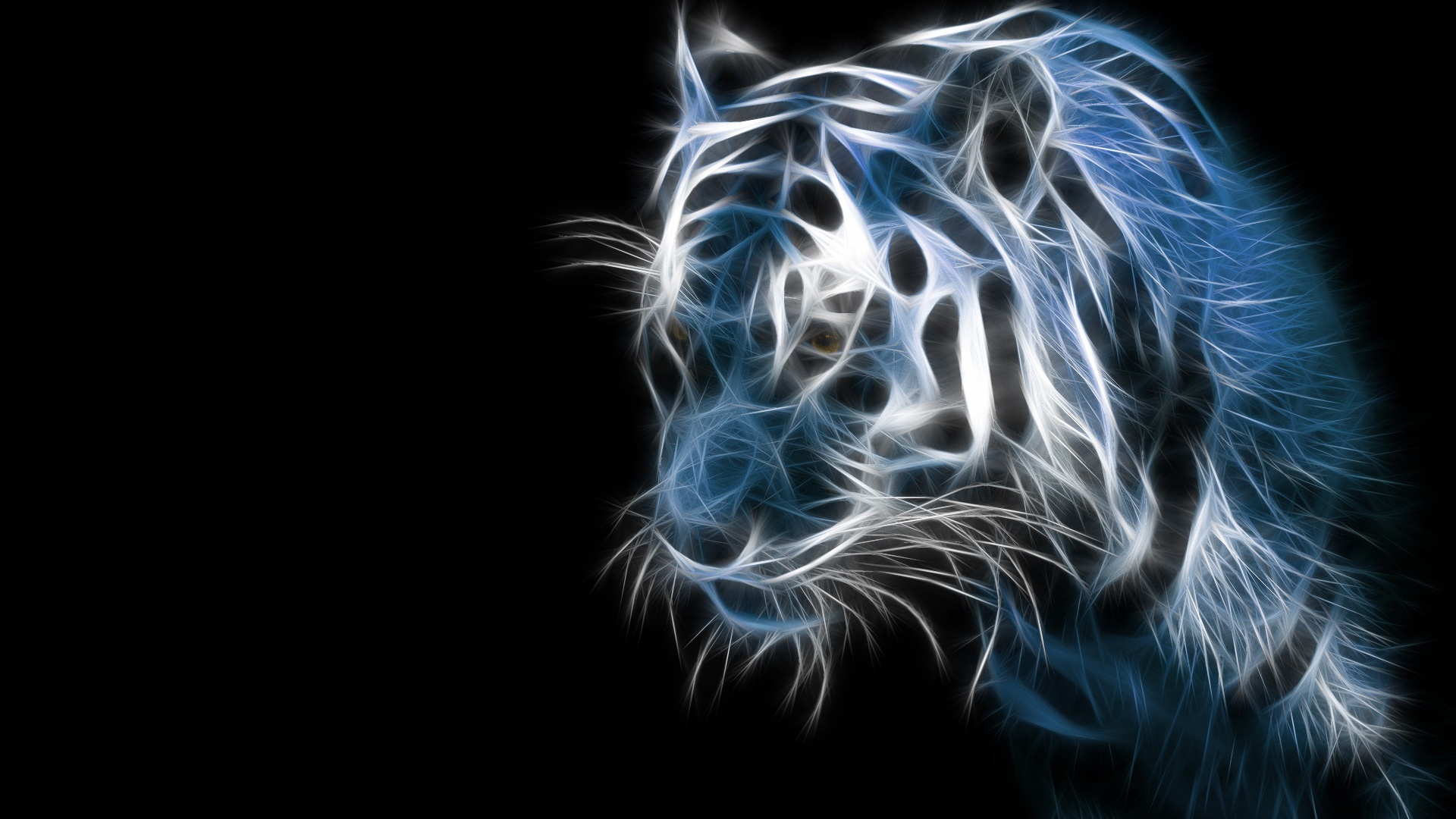 Neon Tiger Black Desktop Wallpaper