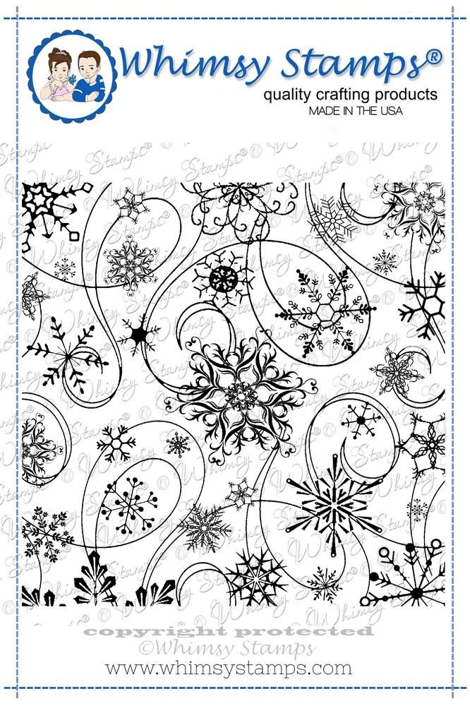 Snow Flurry Background Rubber Cling Stamp With Image Whimsy