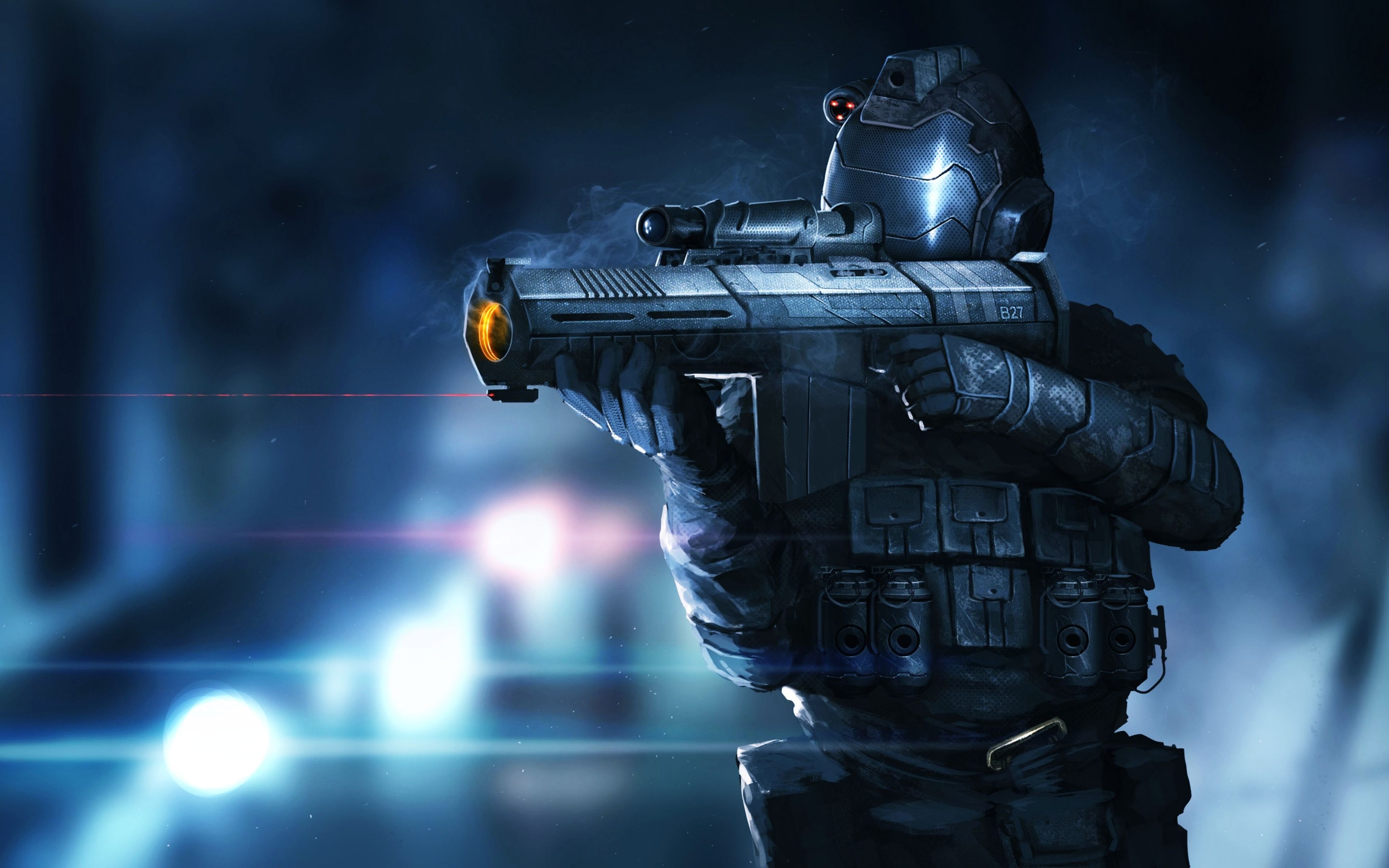 Sci Fi Soldier With Shield 4k Wallpaper HD Artist Image