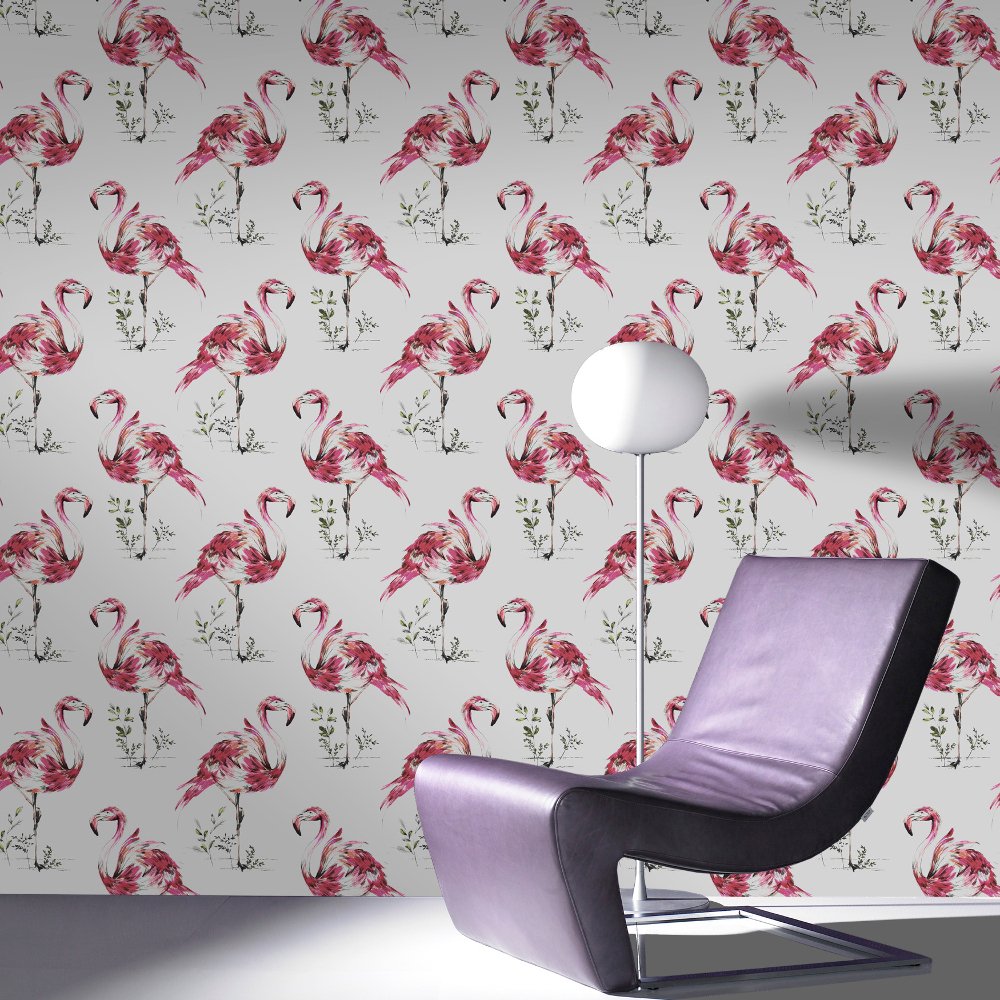 Free download Brown Fresco Flamingo Pattern Water Colour Pink Wallpaper