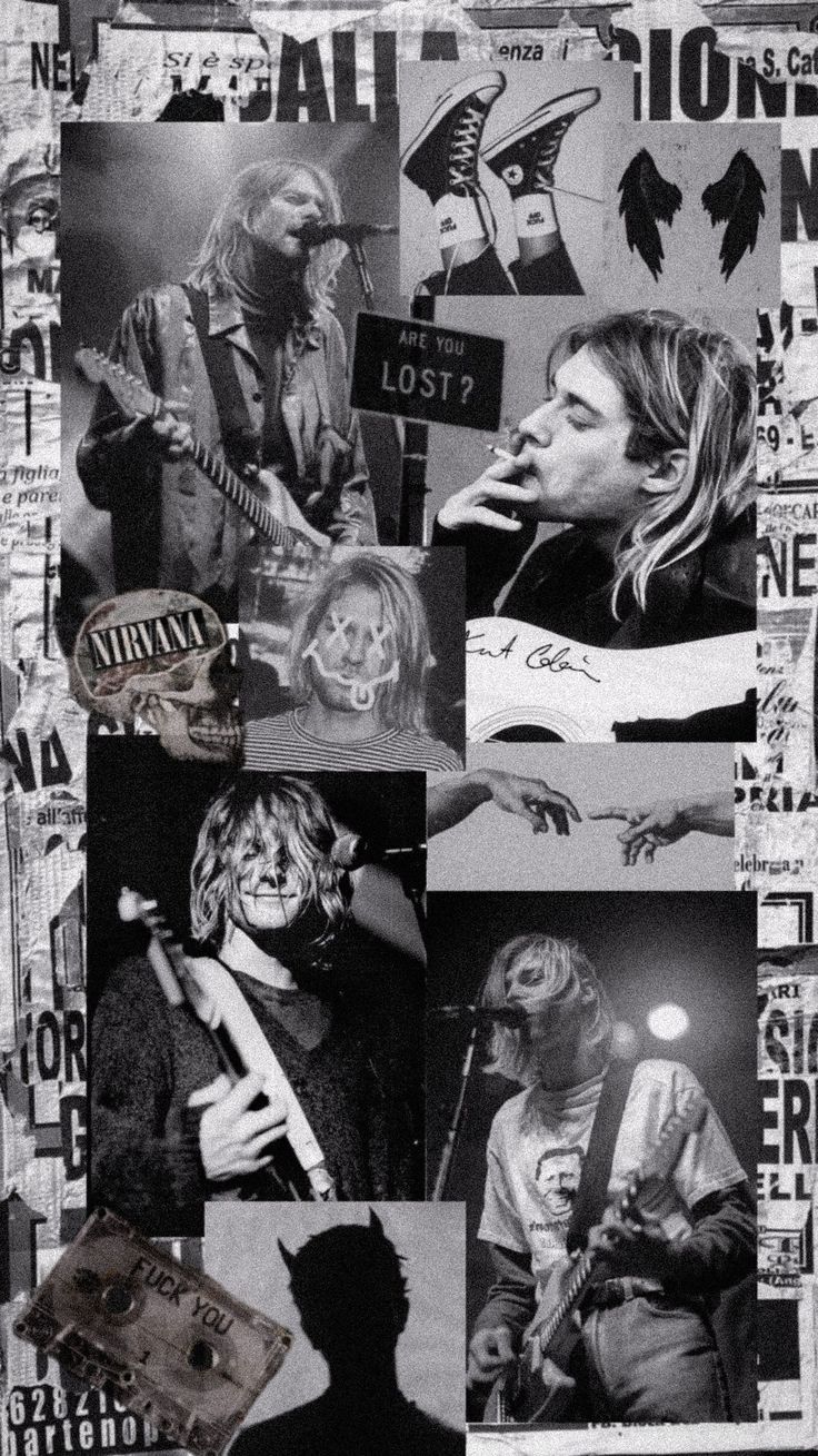 Black and white Kurt Cobain wallpaper aesthetic Nirvana