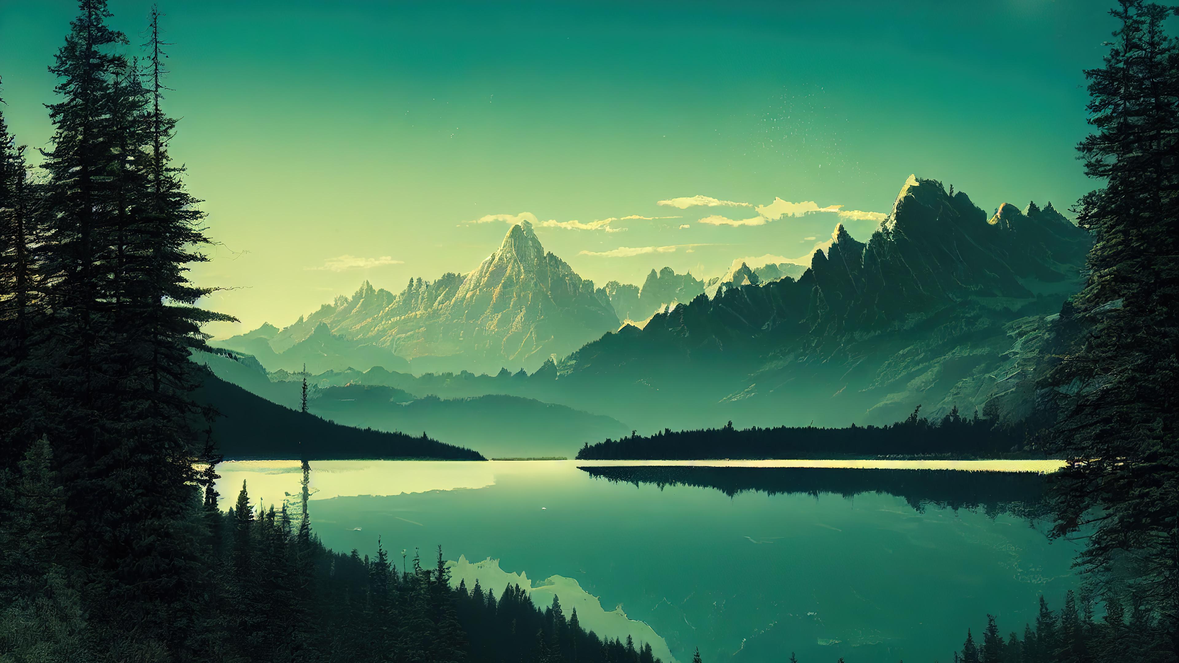 Mountain Lake Reflection Nature Scenery 4k Wallpaper iPhone HD