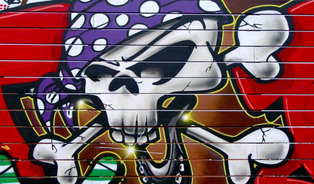 Download Cool Skull Graffiti Wallpaper 1024x600 Full HD Wallpapers