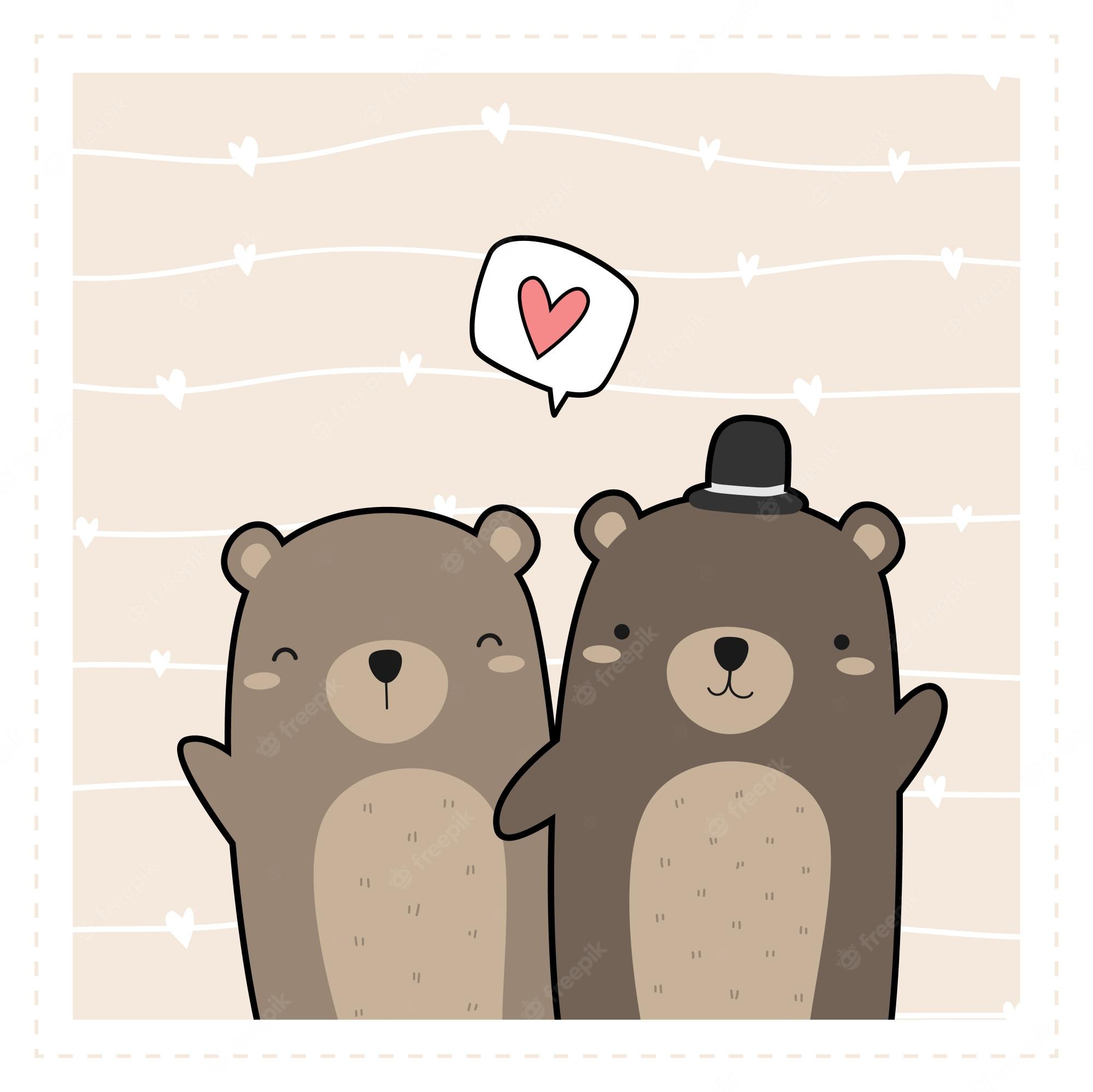 Premium Vector Cute teddy bear lover couple cartoon doodle gift