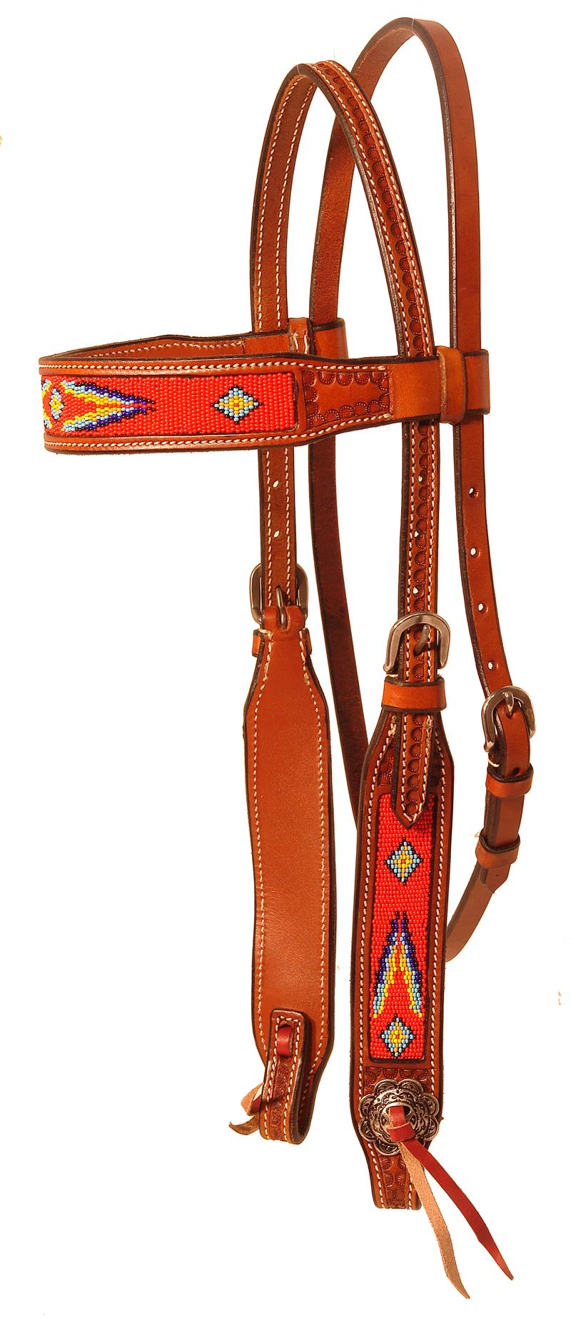 Mt 3020bdk Browband Dk W Beads Red