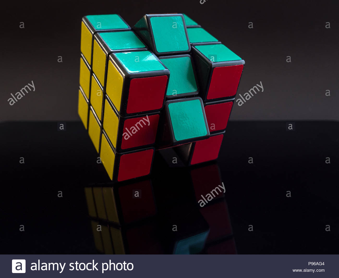 Rubik S Cube On Black Background With Reflection Solved Studio