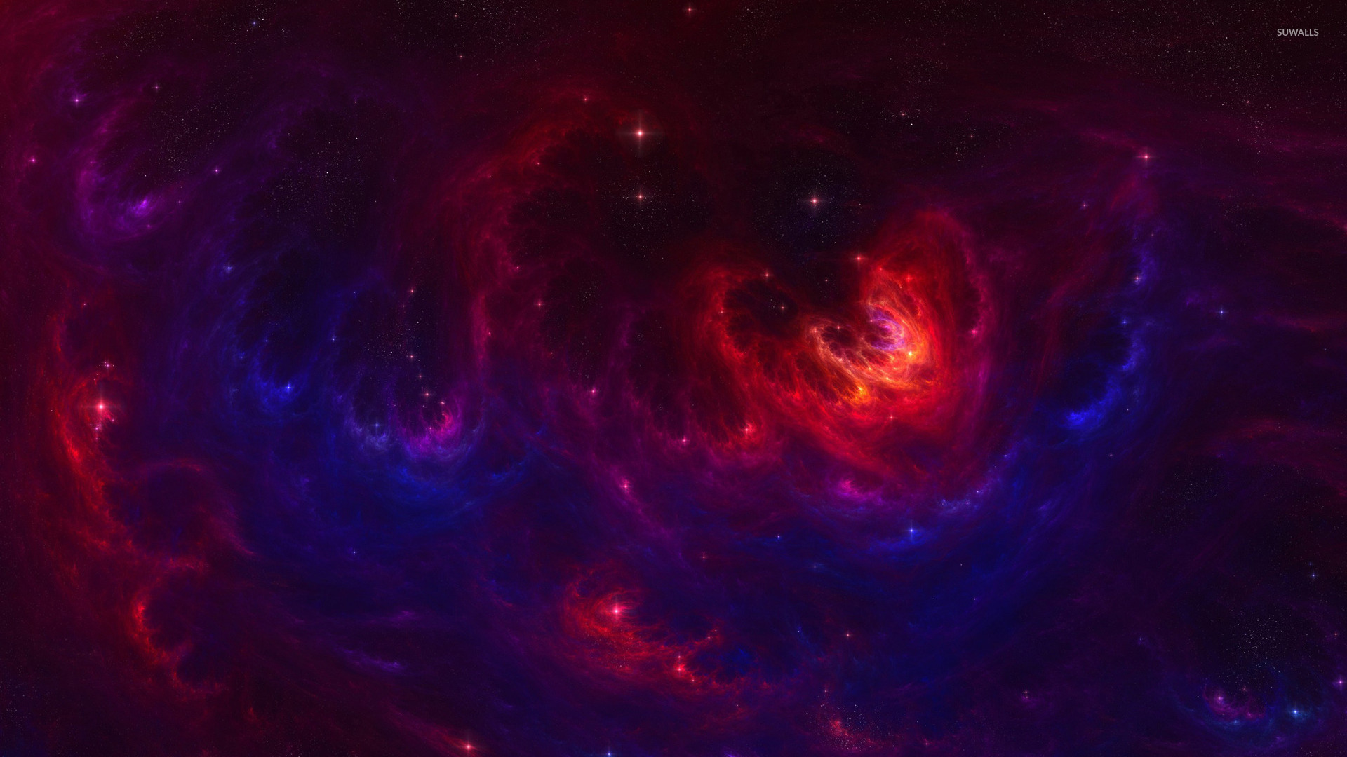 Red And Blue Nebula Wallpaper Space