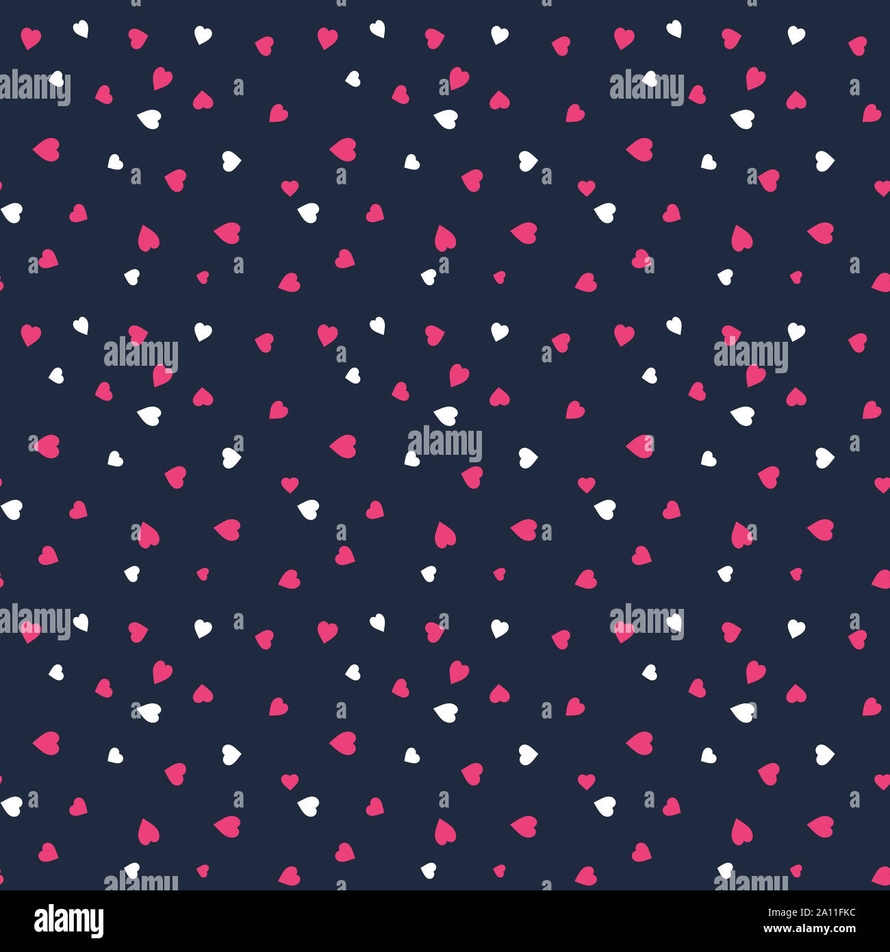 Pink White Heart Seamless Pattern Vector Dark Blue Background