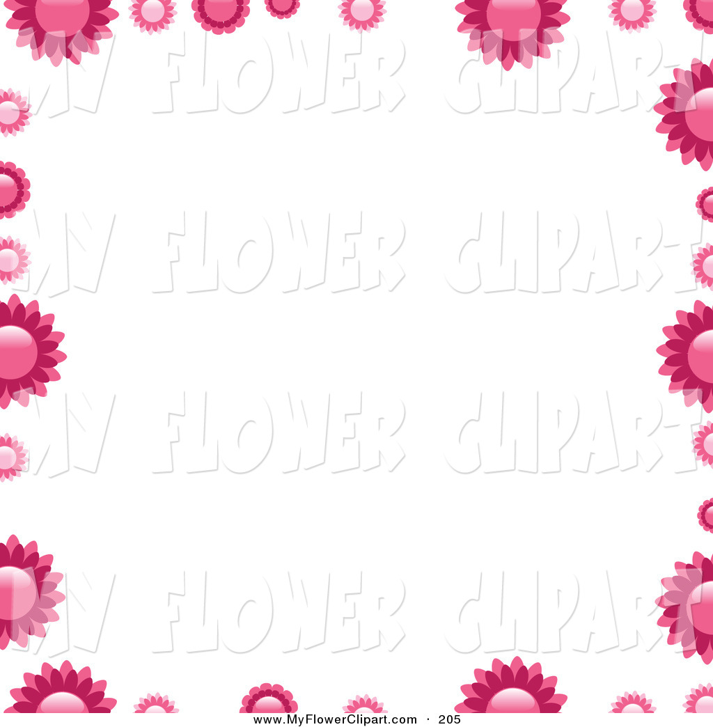 Pink Flowers Bordering A Solid White Background By Elaineitalia