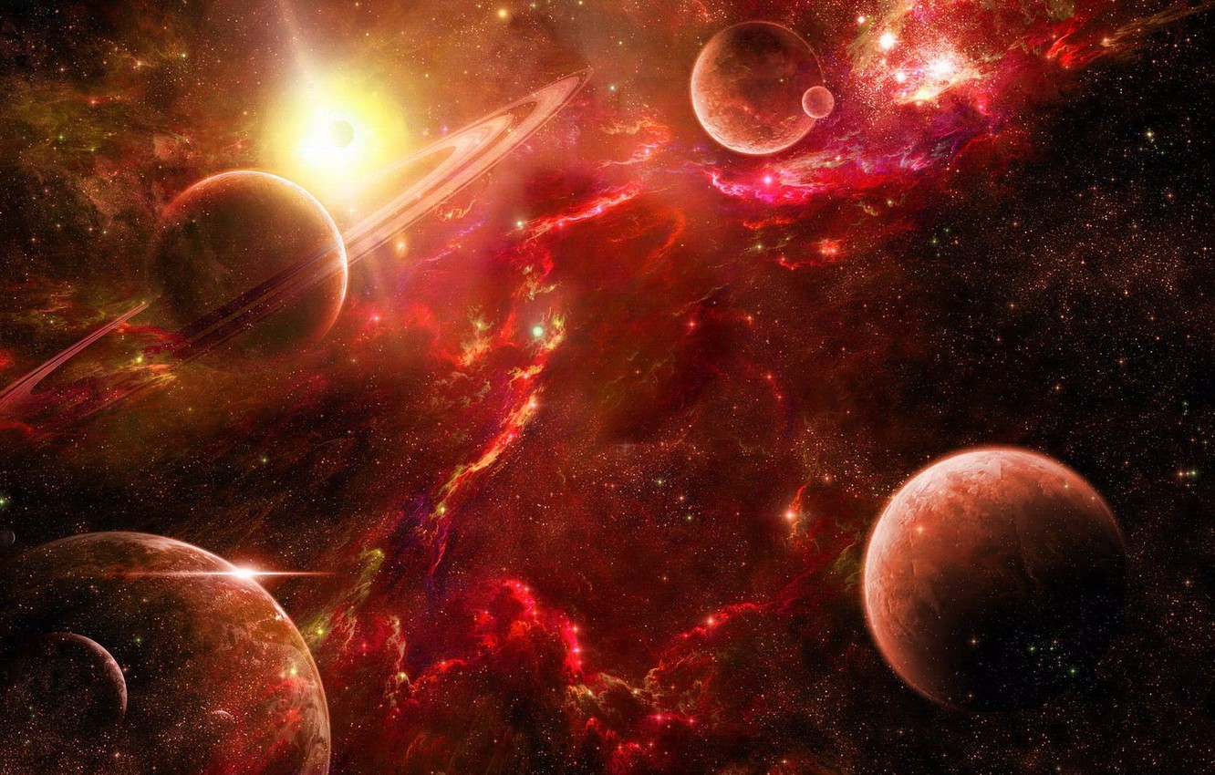 Wallpaper Space Stars Nebula Pla Red