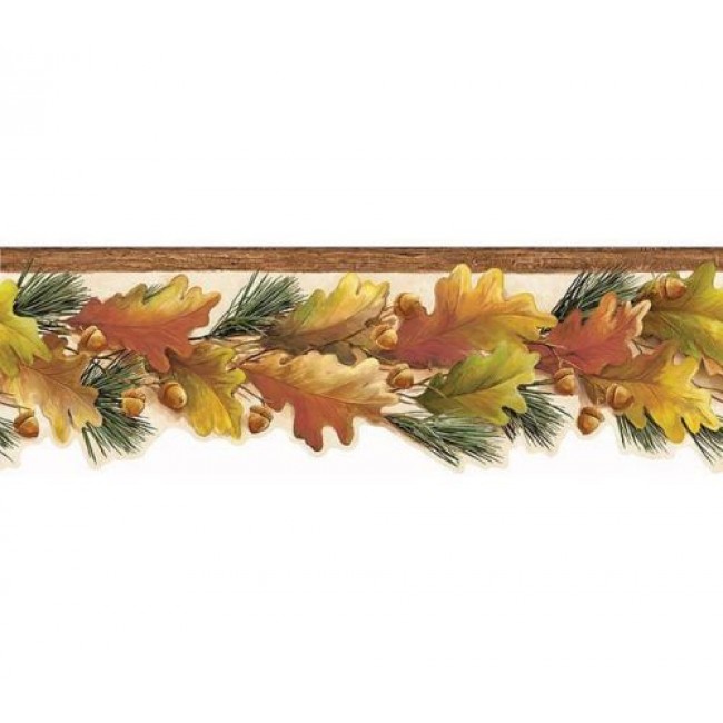 Lodge Fall Autumn Laser Cut Leaves And Acorns Wallpaper Border All