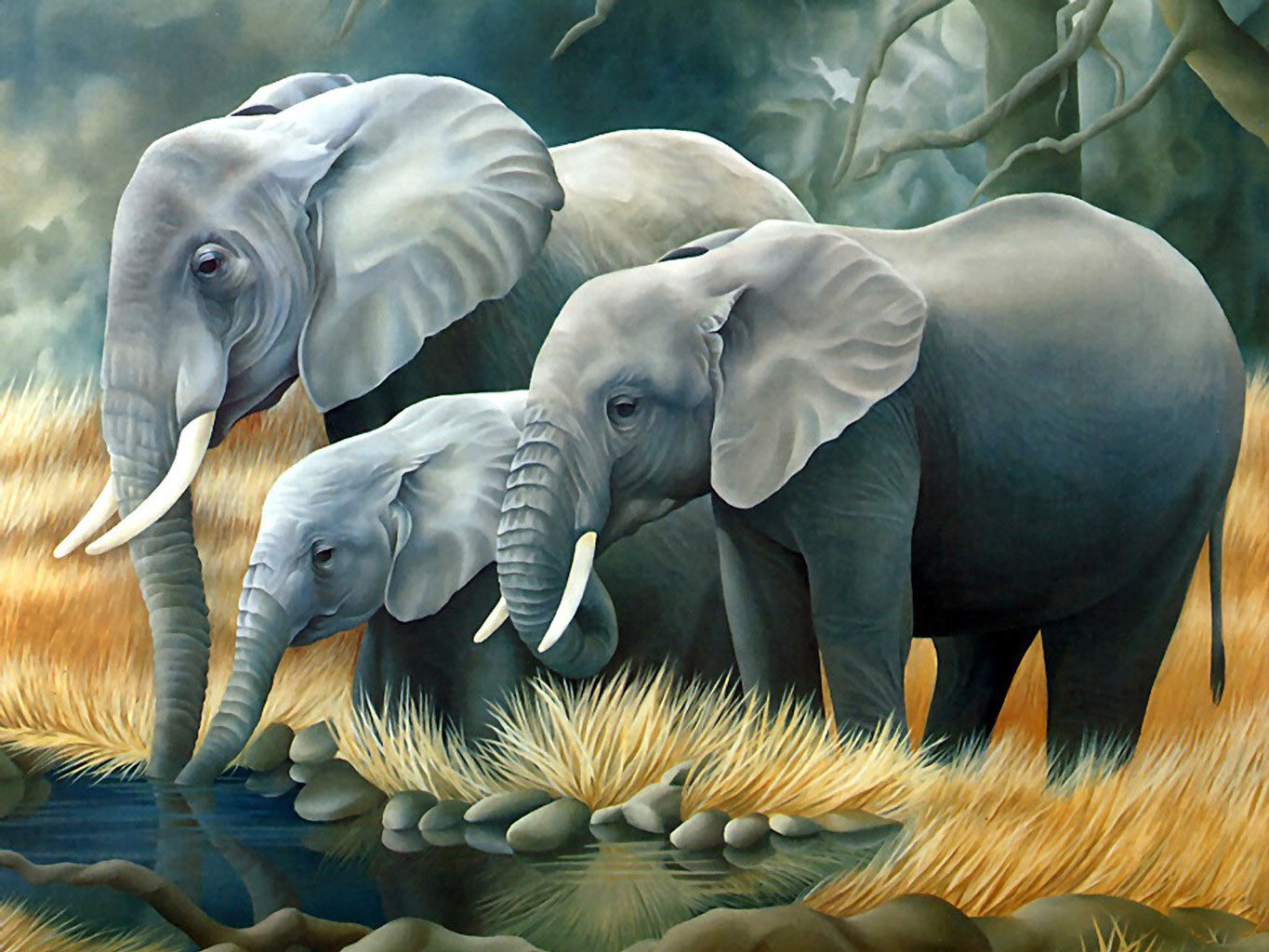 Animals Elephants Pixel Animal HD Wallpaper