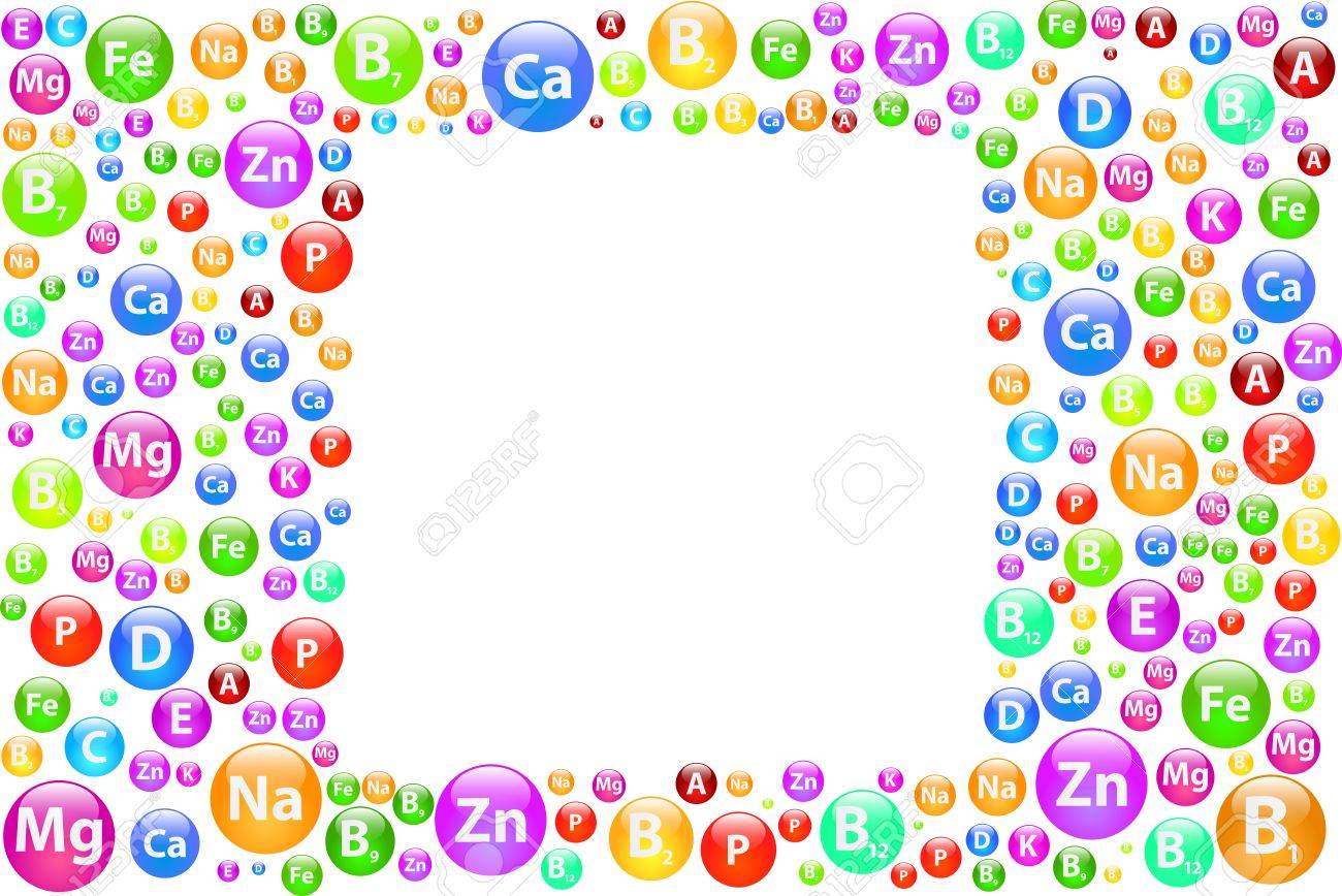 Vitamins And Minerals Background Square Frame Royalty