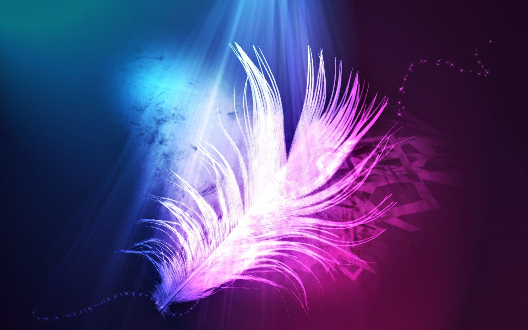 Fiery Feather Fractal Glow Light Neon Pink Purple