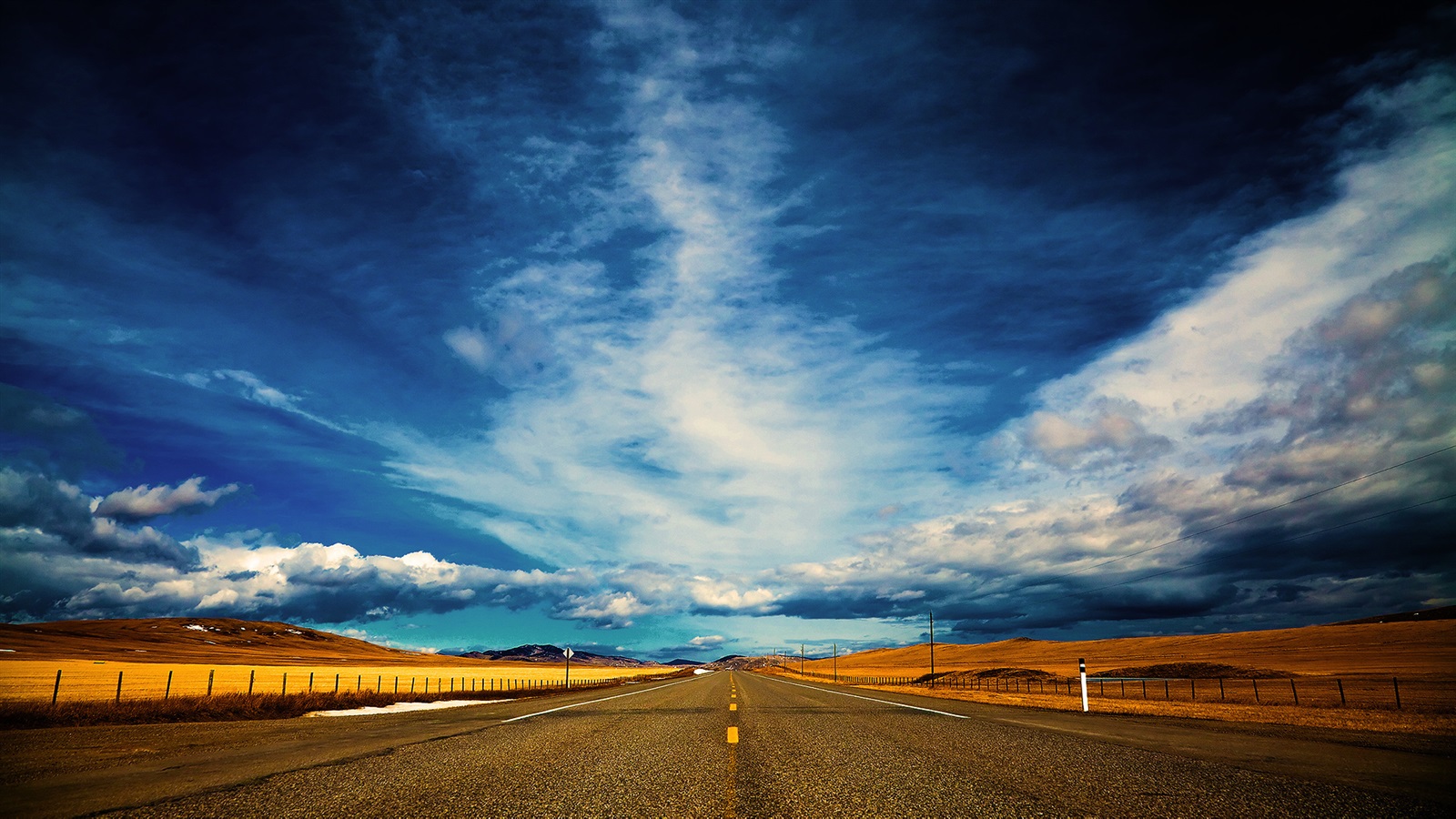 Road Blue Sky Clouds The Distance Wallpaper