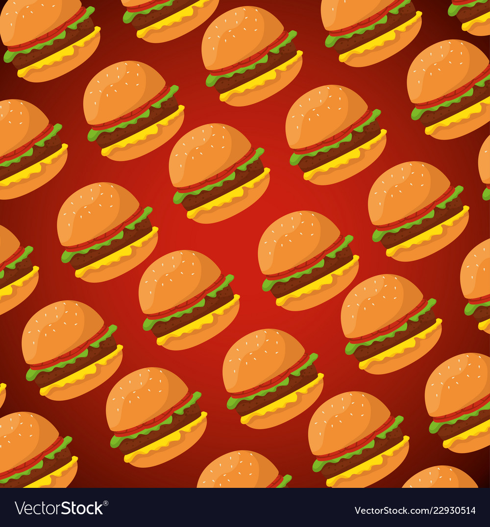 Delicious Hamburger Fast Food Background Vector Image