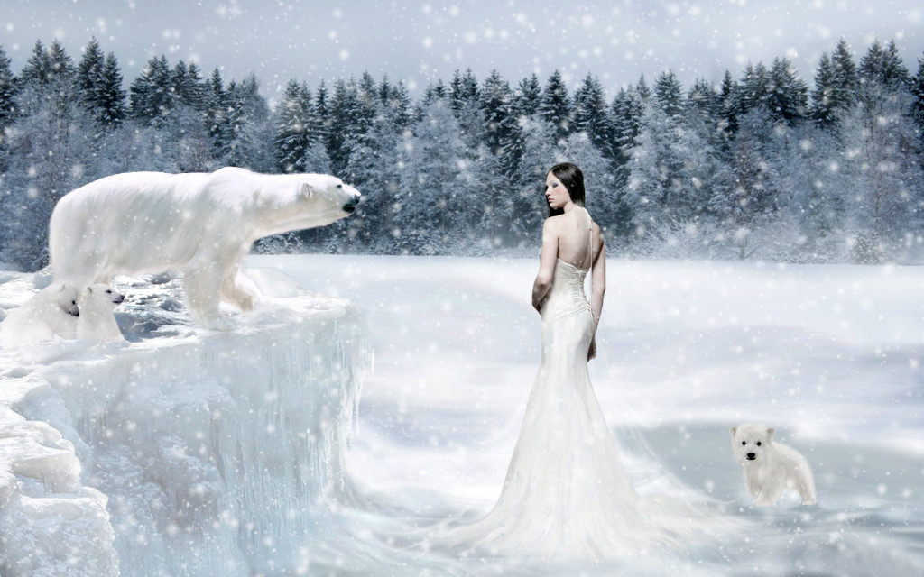 3d Fantasy Digital Girl Bears Art Photography Wallpaper