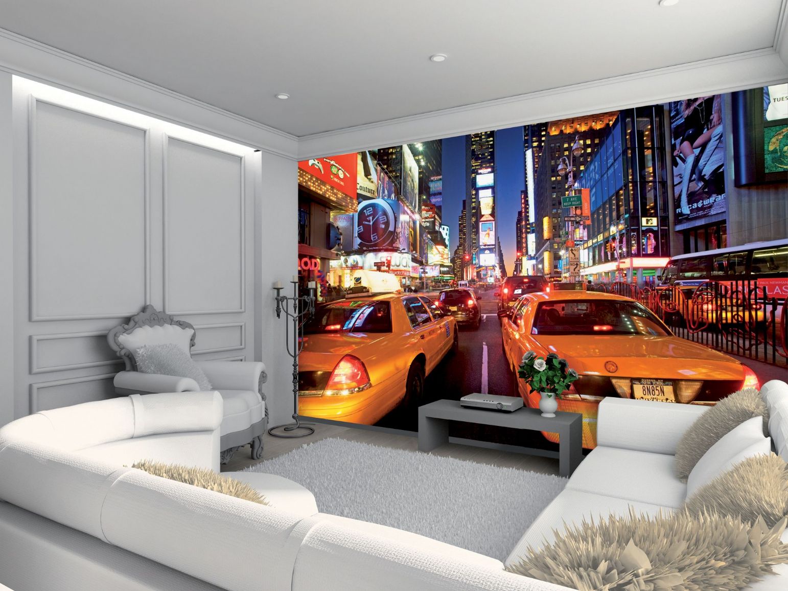 GIANT WALLPAPER WALL MURAL NEW YORK TIMES SQUARE YELLOW TAXI THEMED 1542x1156