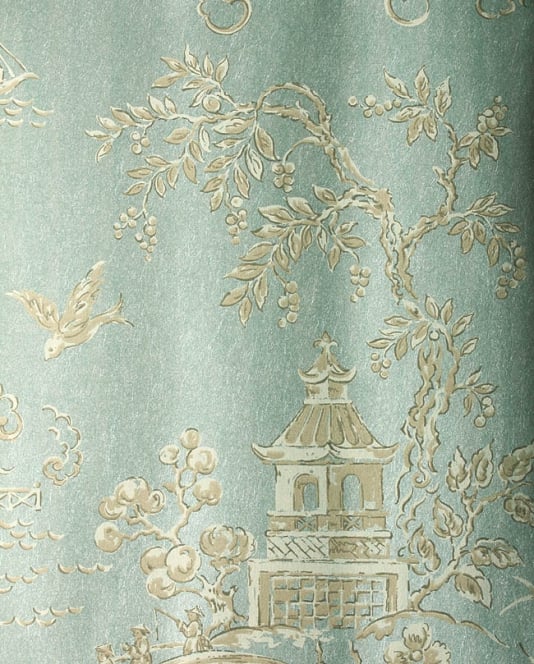 Chinese Bridges Wallpaper Chinese scenes in beige and cream printed on 534x664