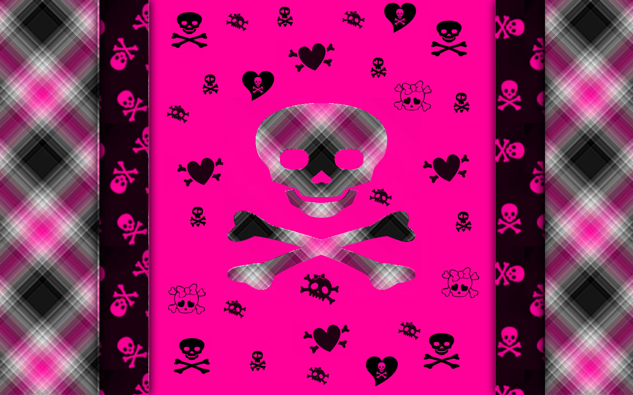 Pink Black Plaid Skulls wallpaper   ForWallpapercom
