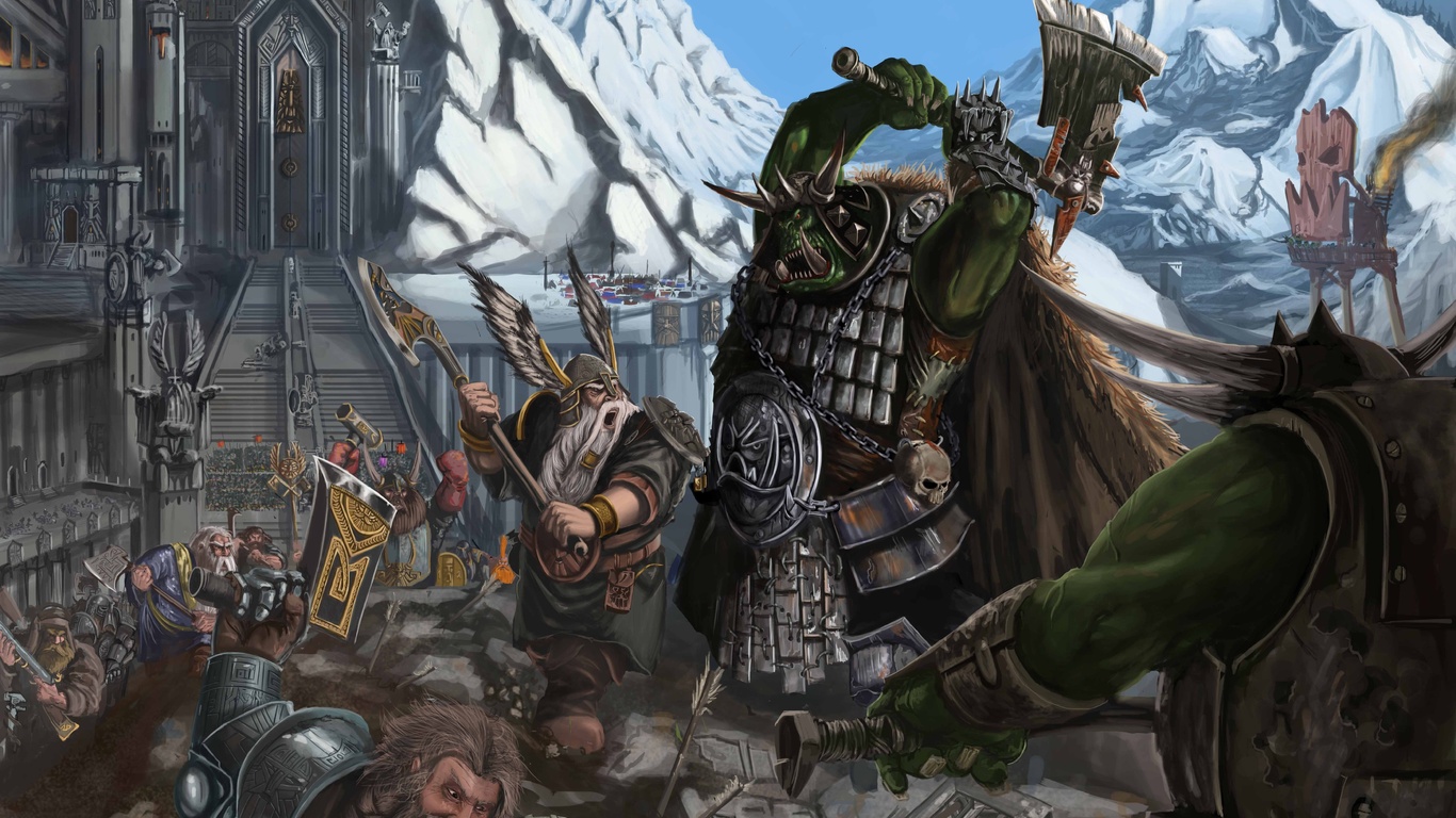 Fortress Orcs Warhammer Dwarves Fantasy Attack On Karak