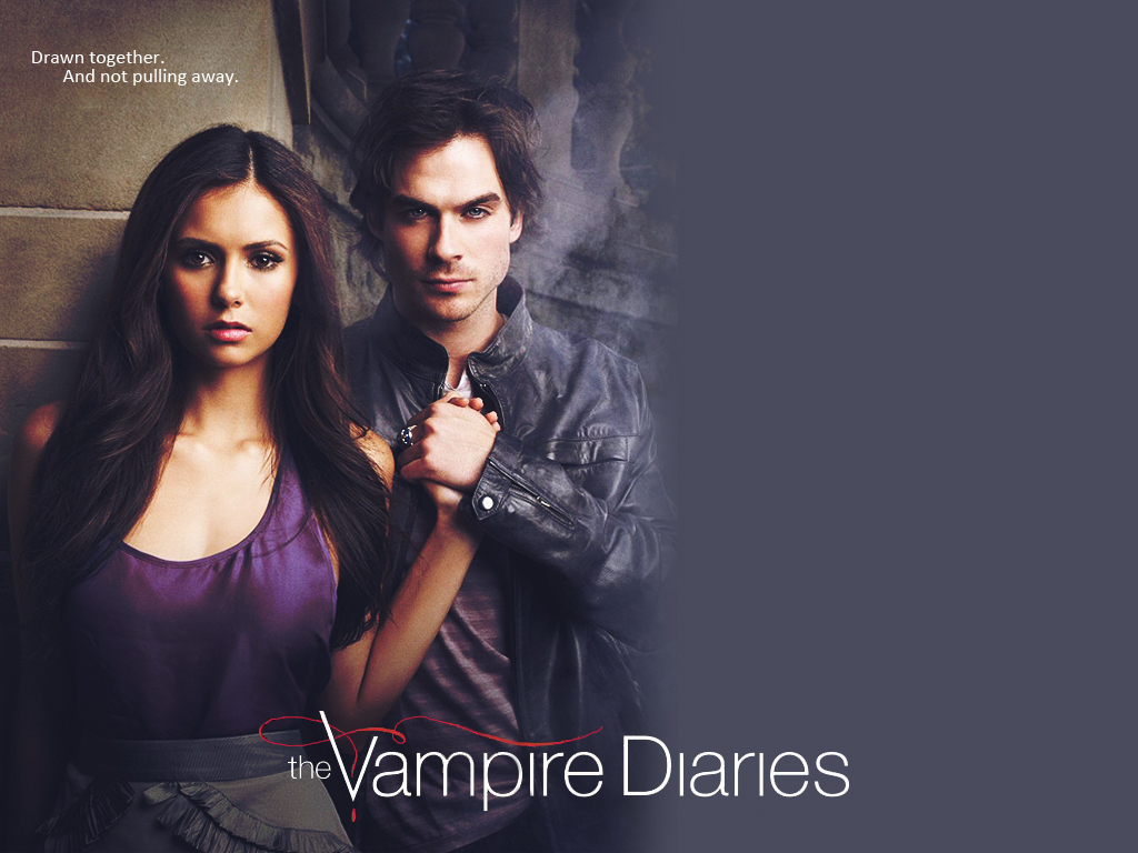 Damon Elena The Vampire Diaries Tv Show Wallpaper
