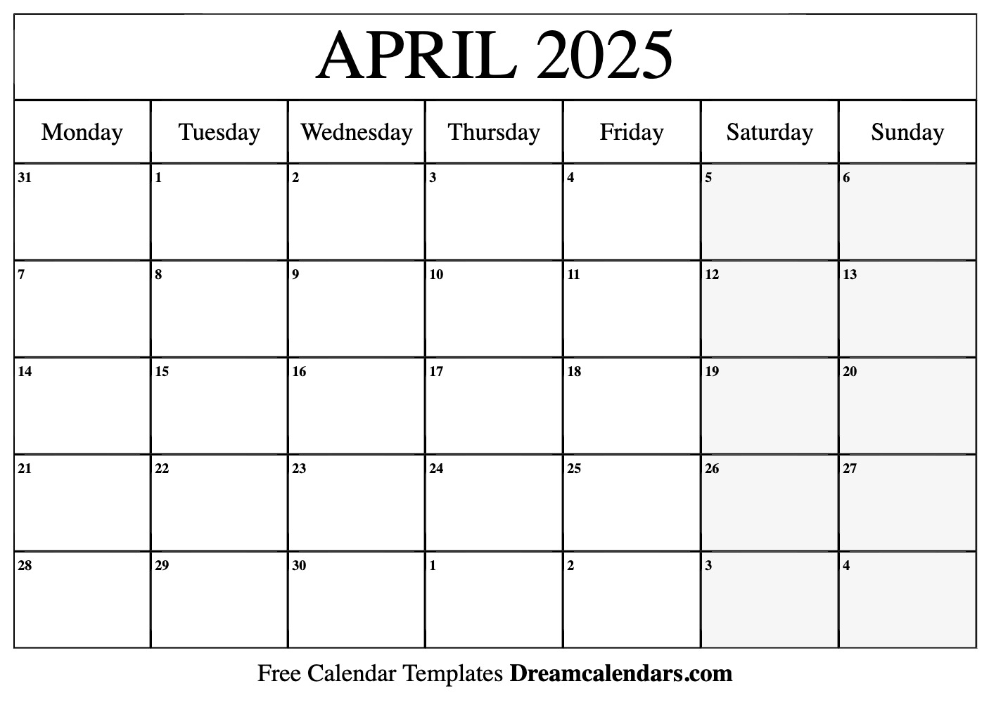 April Printable Calendar Wallpaper