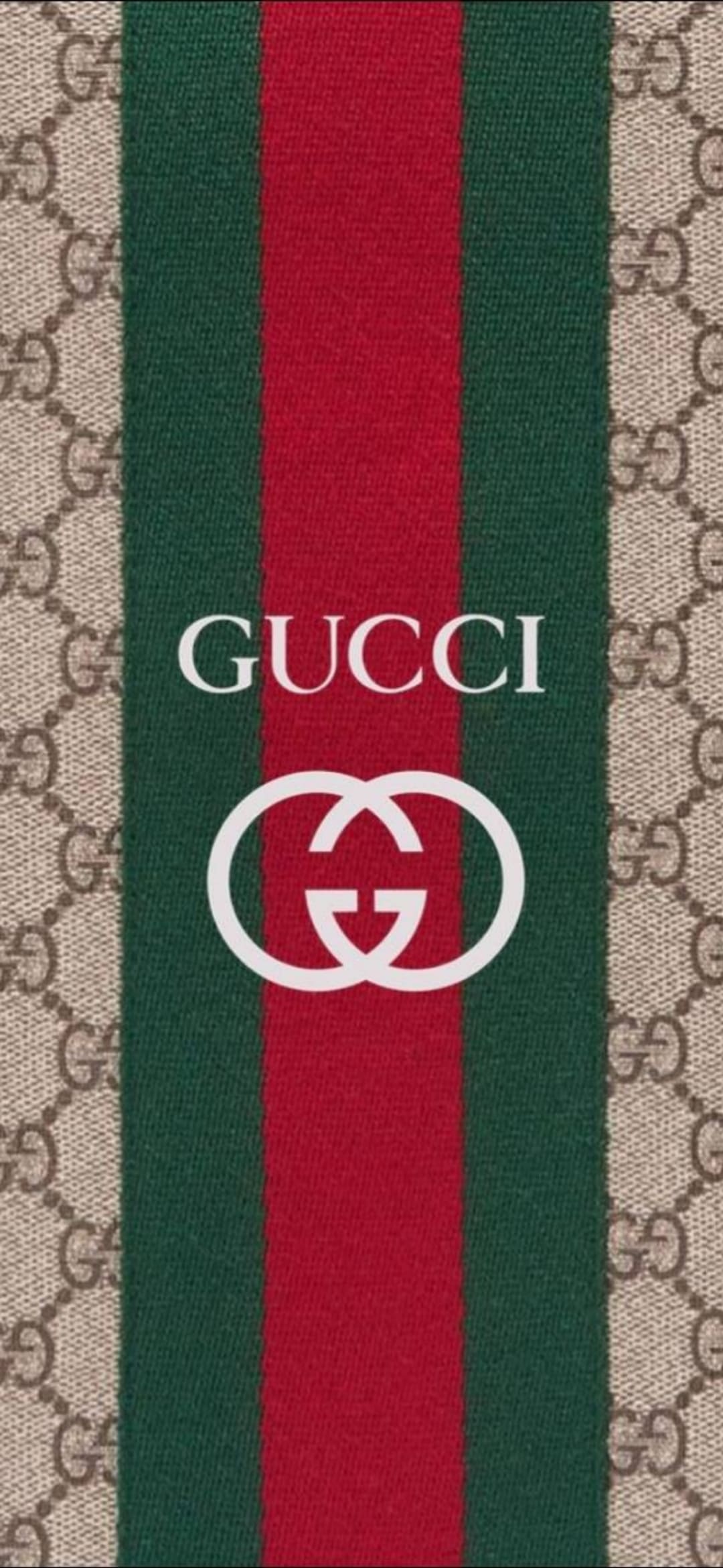Gucci Wallpaper with signature green and red stripes and GG monogram