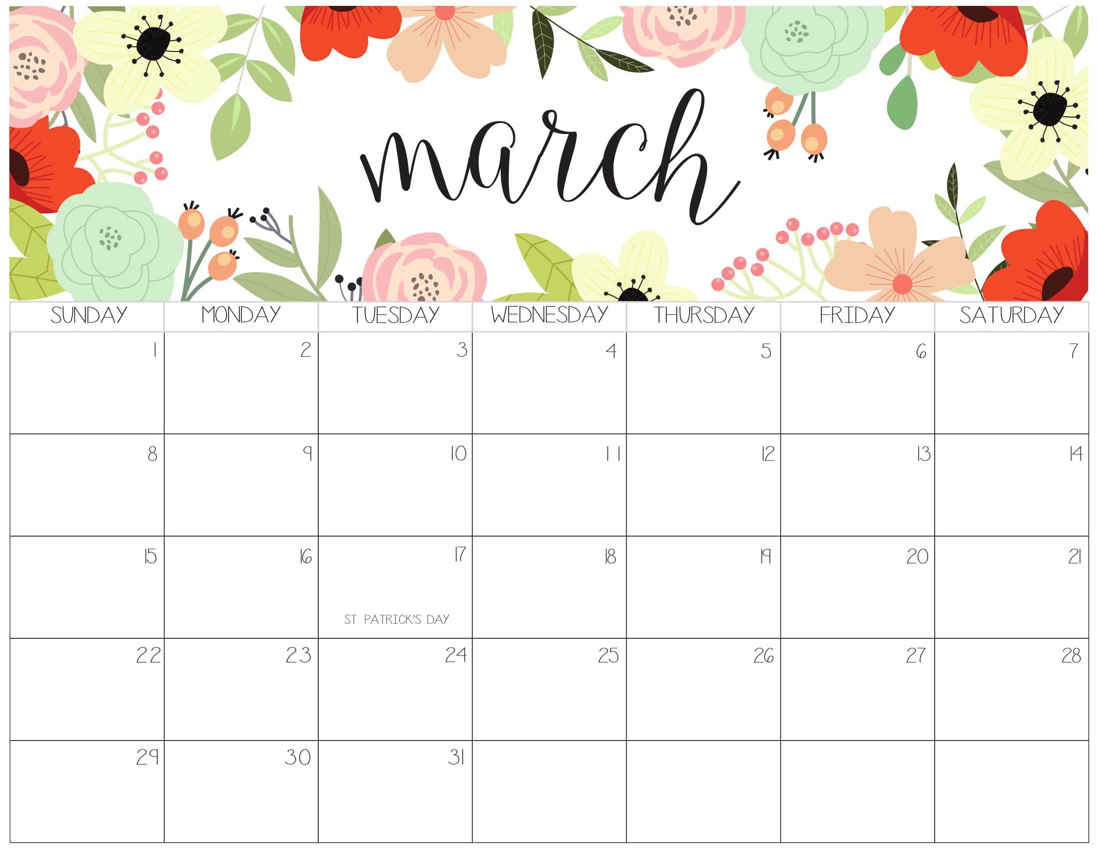 Cute March Calendar Archives Calendars For Students