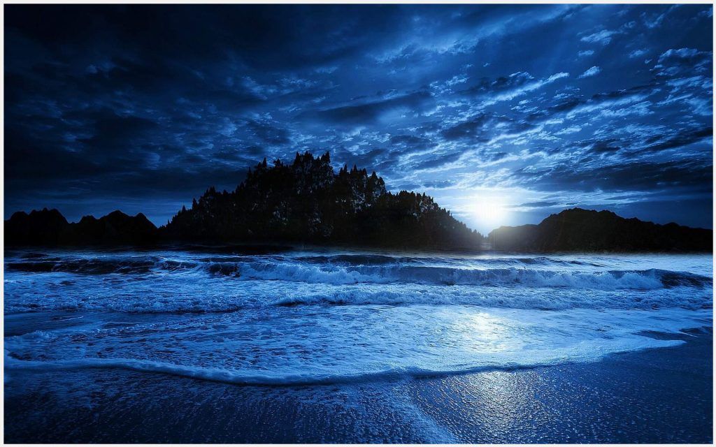 Blue Beach Night Wallpaper 1080p