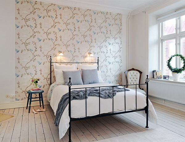 Focusing On One Wall In Bedroom Swedish Idea Of Using Wallpaper